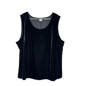 Vtg Vikki Vi Tank Top Shell Size 3X Black Velvet Capsule Layering